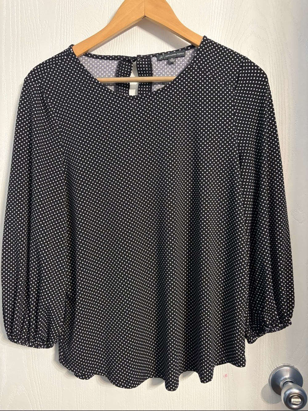 Adrianna Papell Black and White Polka Dot Blouse